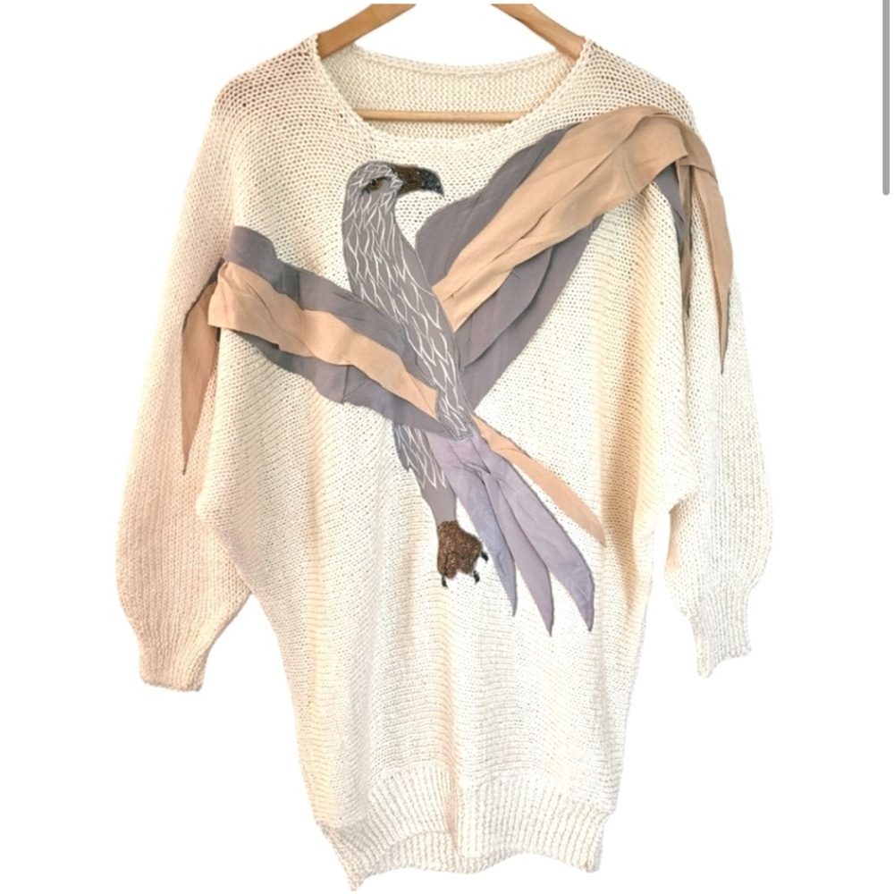 Vintage beaded eagle applique dolman sweater